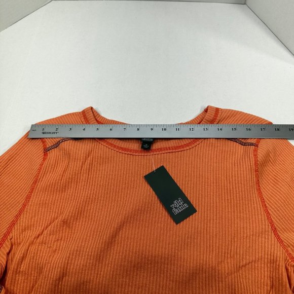 Wild Fable Women's Size 1X Long Sleeve Slim Fit Baby Ribbed Tee Shirt Peach New - Picture 8 of 13